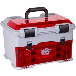 Flambeau Outdoors T5PW "IKE" Multiloader Tackle Box, Fishing Organizer with Tuff Tainer Boxes Included, Zerust Anti-Corrosion Technology - Translucent Red/Gray