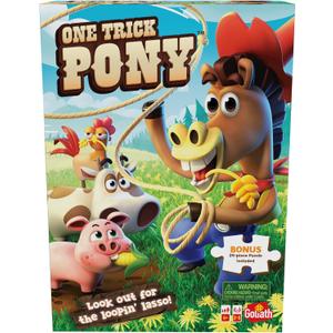 Goliath One Trick Pony Game w/ 24pc Puzzle - Round Up Animals Before Cowboy's Spinning Lasso Ropes You in - Includes 24-Piece Puzzle