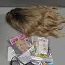 MINLEE Blonde Wig with Bangs for Women 14 Inch Short Bob Wavy Curly Wig Ombre Blonde Hair Wigs Heat Resistant Synthetic Wigs