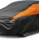 Car Cover for Coupe Sport Car Waterproof All Weather, Suitable for Mazda Miata/MX-5, Honda S2000, BMW Z3, Saturn Sky, Pontiac Solstice, Toyota MR2 Spyder, Volkswagen Cabrio etc. (Black-Orange)