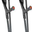 PEPE Mobility Folding Crutches for Adults (x2 Units), Open Cuff, Adjustable Height, Aluminium, Orthopaedic, Elbow Crutches Women and Men, Black
