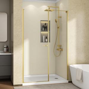 Bathbliss 52-54" W×72" H Shower Door Pivot, 1/4"(6mm) Thick Clear Tempered Glass with SGCC & ANSI, Reversible Installation Glass Shower Door, Brushed Gold