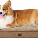 EHEYCIGA Large Dog Bed Memory Foam for Crate, Orthopedic Dog Bed Large Size Dogs with Washable Removable Cover, Waterproof Pet Sofa Couch with Nonskid Bottom, 35x22x6, Camel