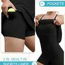 IUGA Tennis Dress for Women Athletic Golf Workout Dress with Built-in Shorts and Bra, Adjustable Straps & Pockets (Medium, Black)