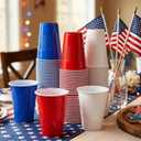 100 Pcs Patriotic Plastic Cups, 16 oz Red White and Blue Cups, Disposable Plastic Party Cups for Independence Day, 4th of July Party Supplies (EXP 08/26/26)