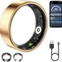 WNRTSA Smart Ring for Women & Men, Fitness Tracker with Heart Rate, Blood Oxygen, Sleep Monitoring, Long-Lasting Battery, (Rose Gold, 10)