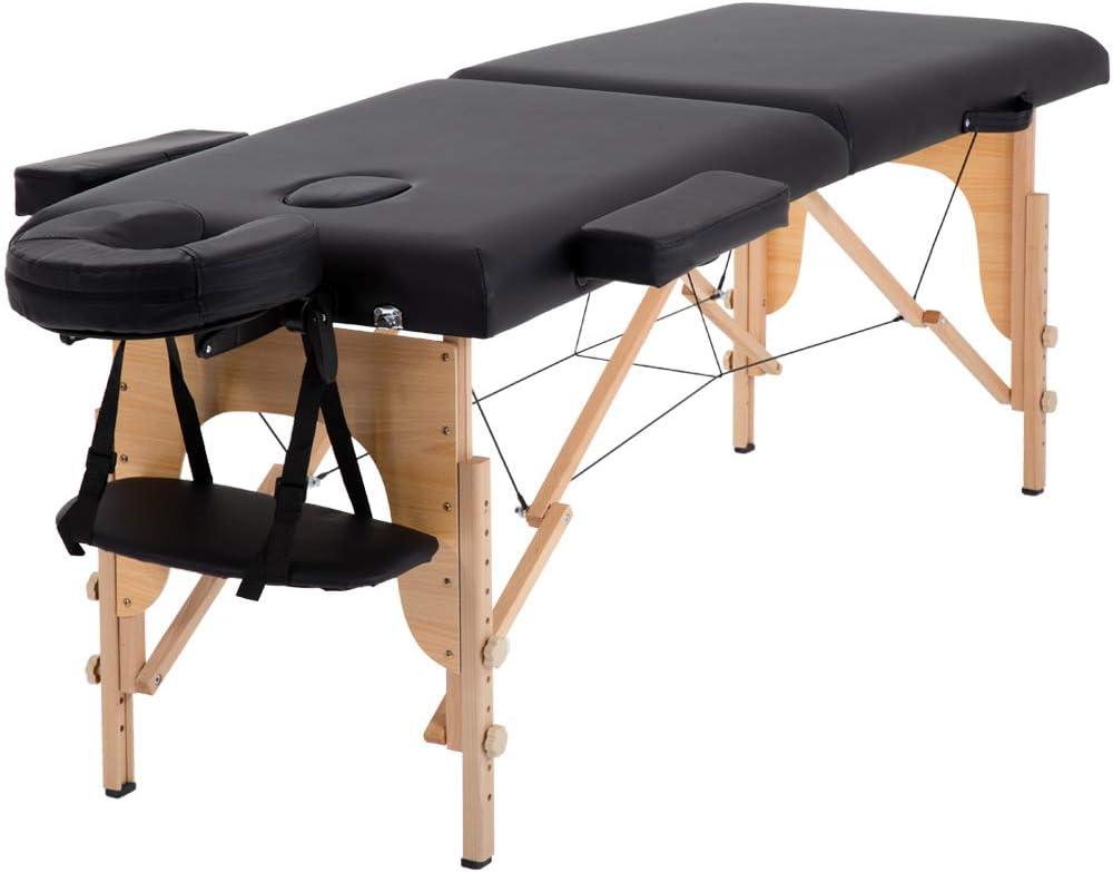 BestMassage Massage Bed Portable Massage Table 24 inche Wide Lash Bed Heigh Adjustable 2 Folding Spa Table with Non-Woven Bag for Spa Footmassage Facial CareSpa Tattoo (24 inch wide, Black)