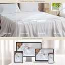 MooMee Flat Top Sheet Only 100% Washed Cotton Linen Like Textured Breathable Durable Soft Comfy (Bright White, Queen)