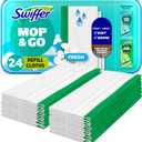 Swiffer Sweep + Mop, Wet Pads Refill, Floor Cleaner for Dirt, Dust, Hair, Cleaning Cloths for Mopping Home, Bathroom, Kitchen, All Purpose Multi-Surface Floor Wipes, Fresh, 24ct