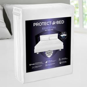 Protect-A-Bed Essential Mattress Pad Queen, 100% Waterproof, Dust Mite Barrier Mattress Pad, Breathable & Quiet, Antimicrobial, Fits 11"-18" Mattresses