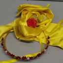 3 Pcs Princess Rose Crown Tiara Hair Bow Yellow Gloves Women Dress Up Party Costume Accessories