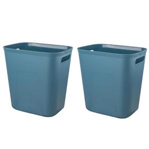 UUJOLY Plastic Small Trash Can Wastebasket, Garbage Container Basket for Bathrooms, Laundry Room, Kitchens, Offices, Kids Rooms, Dorms, 3.5 Gallon, Bluish Green, 2 Pack