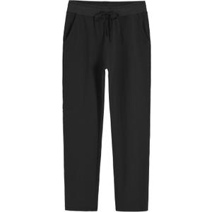 Weintee Women's Cotton Sweatpants with Pockets (Medium Petite, Black)