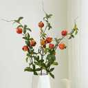 3 Bunches 27.5inch Artificial Pomegranate Branches with Stem Faux Fruit for Vase Realistic Fake Pomegranates Tree Branch for Kitchen Decoration Home Wedding Party Farmhouse Garden Spring Summer Decor
