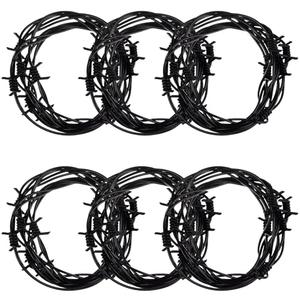 49 Foot Black Fake Rusted Barbed Wire Decoration 6 Pcs Halloween Plastic Faux Barb Wire Decoration Prop Western Decor Rusty Western Party Decorations Cowboy Decor for Cowboy Halloween Party Decor
