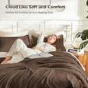 Litanika Comforters Brown Oversized Queen Size, 3 Pieces Lightweight Solid Bedding Set & Collections, All Season Fluffy Bed Set (98x98In Comforter & 2 Pillowcases)