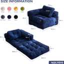 MAXYOYO Folding Sofa Bed, L-Shaped Convertible Sofa Bed with Armrest Foldable Sleeper Sofa with Pillow, Portable Fold Out Chair Bed Comfy Floor Lounge for Living Room Bedroom, Navy, Single