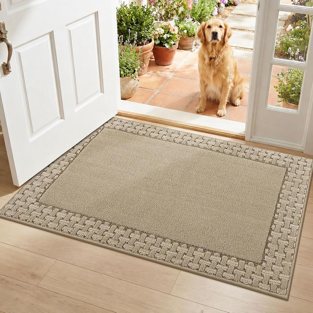 Dirt Trapper Door Mats 32x48in, Non-Slip Entryway Rugs, Beige