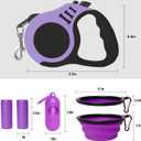 Retractable Dog Leash Automatic Telescopic Tractor Dog Tape, Pet Tape 10/16 FT Durable and Convenient, with Folding Bowl, Dispenser, Rubbish Bags, Suitable for Small and Medium Dogs
