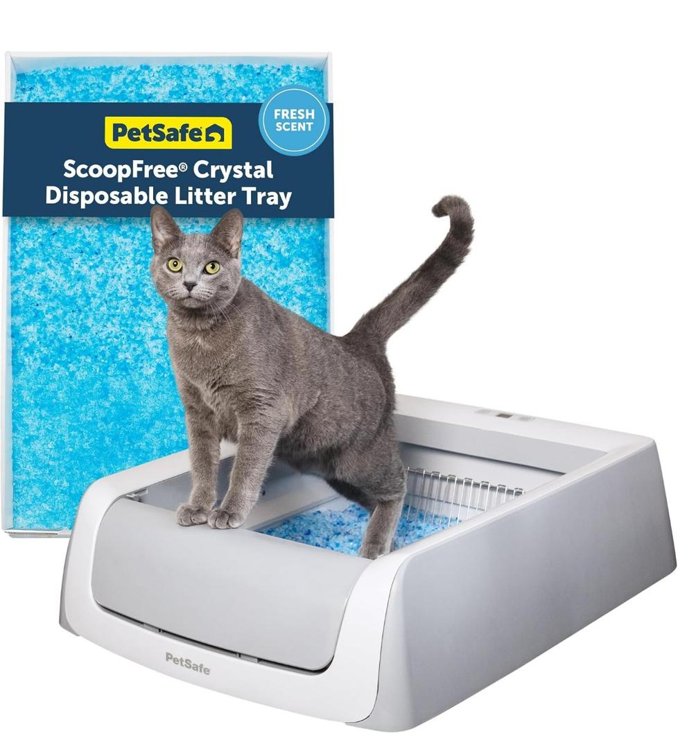 PetSafe ScoopFree Crystal Pro Legacy Automatic Self-Cleaning Cat Litter Box Includes 1 Disposable Crystal Litter Tray Advanced Odor Control Not Enclosed Gray (PAL00-16805)