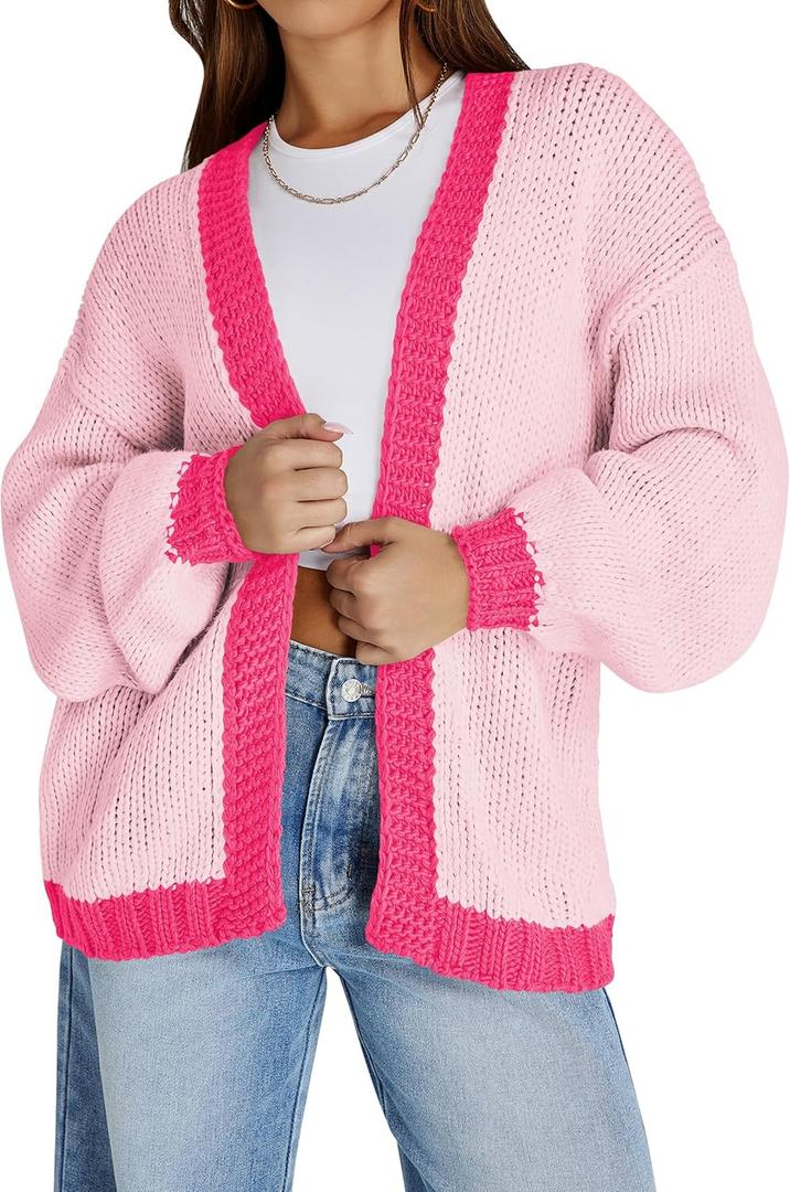 Cakulo Womens Oversized Chunky Cardigan Sweaters Open Front Long Cardigans Fall Coatigan 2025 Knit Sweater Coats (Large)