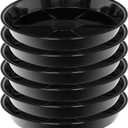 Plant Saucer 10 Inch 6 Pack, Plant Trays for Pots Heavy Duty Round Plastic Plant Saucers for Indoors Outdoors, Flower Pot Drip Trays, Plant Water Catcher Tray,Clear Black Flower Plant Pot Saucer
