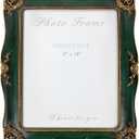 Vintage Picture Frame 8x10 Inch, Ornate Photo Frame for Wall or Tabletop Display, Antique Picture Frame with Real Glass & Hook for Home Decor - Mother's Day Birthday Gift (Green)