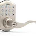 Honeywell Safes & Door Locks - Keyless Entry Lever Door Lock Handle with Electronic Keypad - Easy to Install for Front Door Lock with Code - 50 User Pin Codes - Satin Nickel, 6.5 x 8.8 x 9 in, 8734301