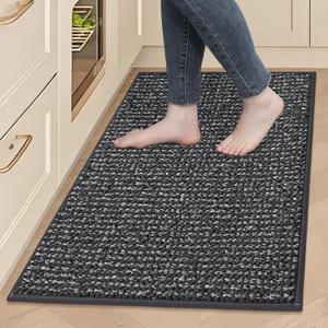 BEQHAUSE Kitchen Rugs 24"x36", Non-Slip Kitchen Mats for Floor, Super Absorbent and Stain Resistant Kitchen Rugs, Machine Washable Rugs for Kitchen, Hallway, Laundry & Sink, Charcoal