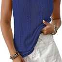 Bsubseach Womens Crochet Sleeveless Top Summer Hollow Out Crochet Sweater Vest Mesh Vacation Beach Cover Ups (Blue, M)