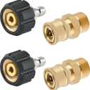 Raincovo Pressure Washer Quick Connect Fittings, M22 14mm to 1/4 Inch Quick Connect Pressure Washer Adapter Set, 4 Pieces