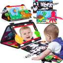 Baby Mirror Tummy Time Toys 0-6 Months with Crinkle Cloth Books Infant High Contrast Newborn Sensory Black and White Toy for 0-3 4 5 6 Months Must Haves Babies 3-6 6-12 Month Boy Girl