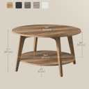VASAGLE MAEZO Collection - Round Coffee Table, 2-Tier Center Table with Storage, Tapered Legs, Curved Transitions, 31.5 Dia. x 17.7 H Inches, Easy Assembly, for Living Room, Honey Brown ULCT243K41