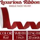 2 x MEEDEE Rust Velvet Ribbon 1 Inch Single Face Nylon Velvet Ribbon 2 Rolls 20 Yards Rust Red Ribbons for Christmas Tree, Gift Wrappig, Rustic Wreath, Velvet Bow Making, Floral Bouquet, Home Decor
