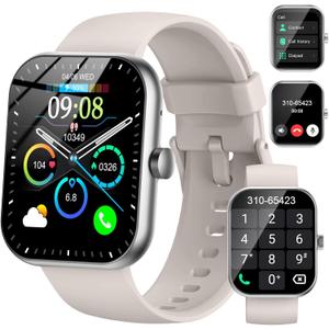 Smart Watch (Answer/Make Call), 2025 New Smartwatch for Men/Women, 1.96" Fitness Watch with 112 Sport Mode/Pedometer/Calories/Sleep/Heart Rate Monitor, IP68 Waterproof Fitness Tracker for Android iOS (White)