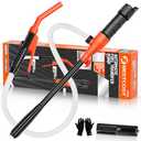 Electric Fuel Transfer Pump, 2.4 GPM Portable Fluid Transfer Siphon Pump with Oil Pipeline, Battery Gas Pumps with 47 Inches Hose &Gloves for Car/RV(Orange)