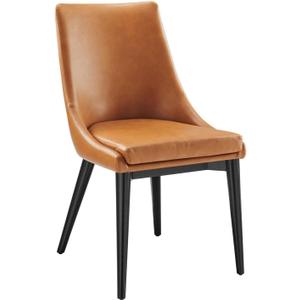Modway Viscount Mid-Century Modern Faux Leather Upholstered, Dining Chair, Tan