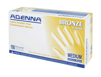Adenna BRZ645 Bronze 5.5 mil Powder-Free Latex Gloves, Medical Grade, White, Medium, Box of 100