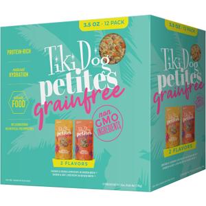 Tiki Dog Aloha Petites, Variety Pack, Nutrient Dense Meat, Wet Dog Food For Small Breed Dogs and All Life Stages, 3 oz. Pouch, Pack of 12 (EXP 04/10/27)