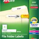 Avery File Folder Labels with TrueBlock Technology, Permanent Adhesive, 2/3" x 3-7/16", Laser/Inkjet, 4-Pack, 150 Labels Total (08593)
