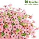 Artificial Flowers for Outdoors Spring Decor, 16 Bundles UV Resistant Realistic Faux Silk Flowers, Fake Plants for Planter Indoor Outside Garden Porch Patio Window Box Balcony Yard (Pink)