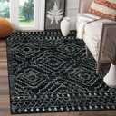 Wonnitar Moroccan 3x5 Rug, Black Washable Small Rug for Bedroom, Non-Slip Geometric Tribal Entry Throw Mat, Boho Farmhouse Rustic Soft Low Pile Area Rug for Bathroom Dining Guest Room (Black,3'x5')