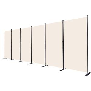 Room Divider, 6 Panel Folding Privacy Screens with Wider Support Feet, 6 Ft Portable Room Partition for Room Separator, 204" W X 71" H, Beige