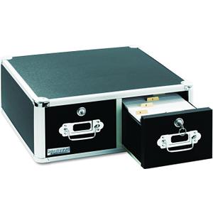 Vaultz Locking 4 x 6 Index Card Cabinet, Double Drawer, Black (VZ01395)