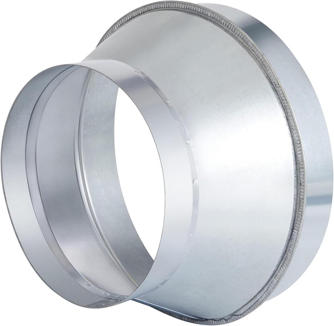 Dunzy Duct Reducer 8 to 6 Inch Ducting Connector Air Adapter Reducer Increaser Round Galvanized Steel Air Adapter for Bathroom Kitchen(1 Piece)