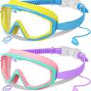 Kids Swim Goggles Wide View Anti-Fog UV Protection No Leak, Swim Mask with Nose Clip Earplugs Pool Beach Essentials