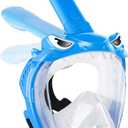 Full Face Snorkel Mask for Kids with 180 Panoramic View, Snorkeling Set Featuring Anti-Leak and Anti-Fog Foldable Dry Top Design for Safe Underwater Adventures Snorkeling Gear for Kids (Blue)
