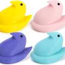 DAZONGE Easter Decor Peep Chick Figurines, Set of 4 Colorful Easter Decorations for Home, Spring Chick Figurines for Tiered Tray, Mantel & Shelf Decor - Perfect Basket Stuffers