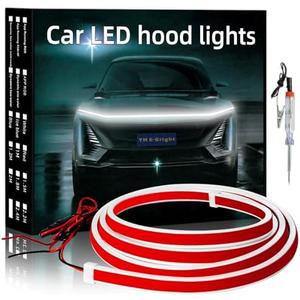 YM E-Bright Led Hood Light Strip Exterior Car Led Strip Light Waterproof Flexible DRL Dynamic Scan Start Up Hoodbeam Kit Daytime Running Lights for Car,Truck,SUV,12V 59inch,White,1 Set
