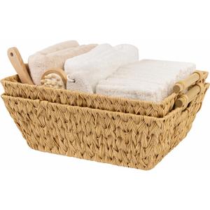 GRANNY SAYS 2-Pack Wicker Storage Baskets, Wicker Baskets for Organizing, Large Basket with Handles, Waterproof Woven Basket, Storage Baskets for Shelves 17"L x 13"W x 5¾"H